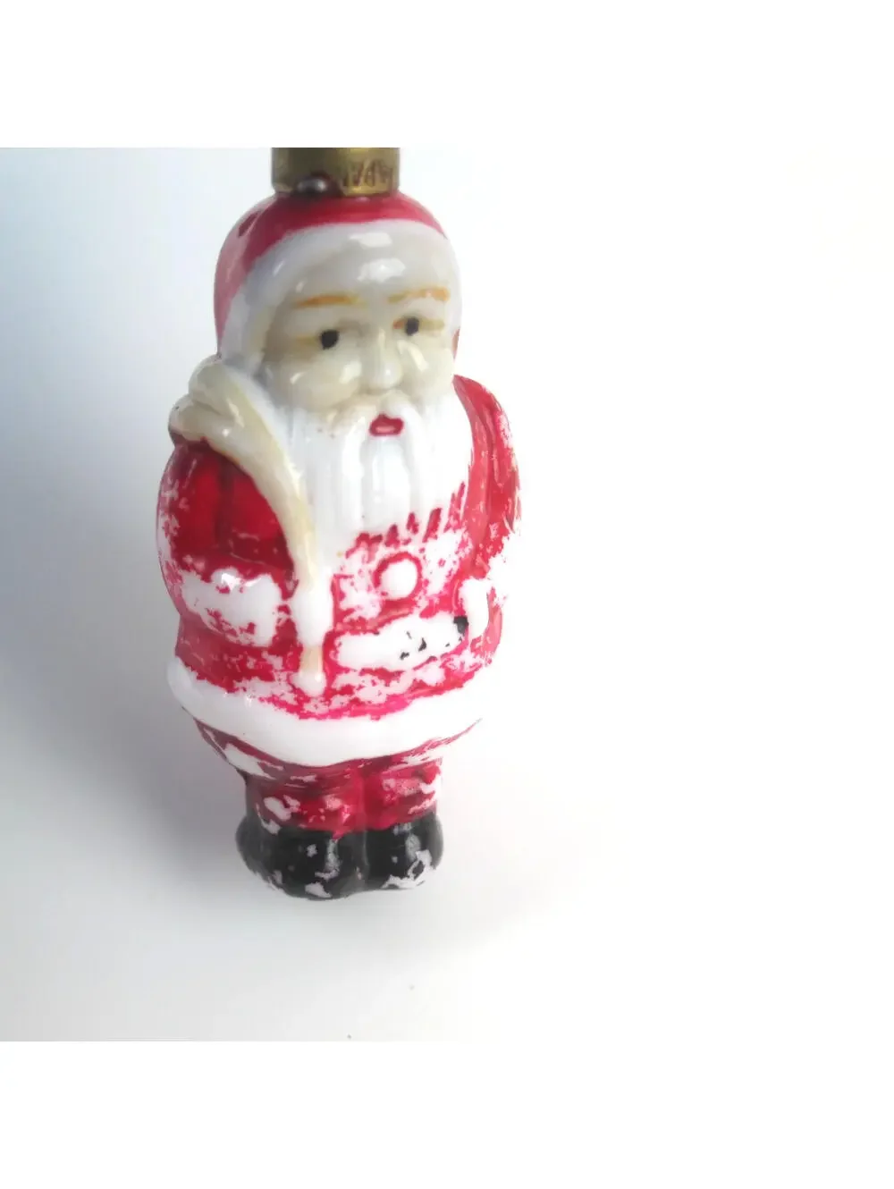 Vintage Santa Claus Milk Glass Light Bulb C6 Christmas Figural Toy Sack Japan